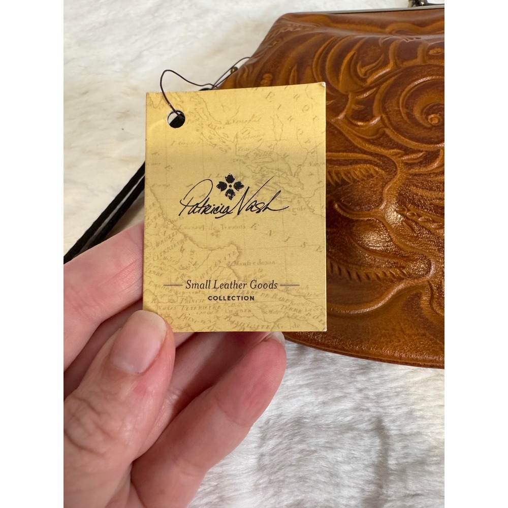 Patricia Nash Embossed Brown Leather Wristlet Clutch - Picture 6 of 9